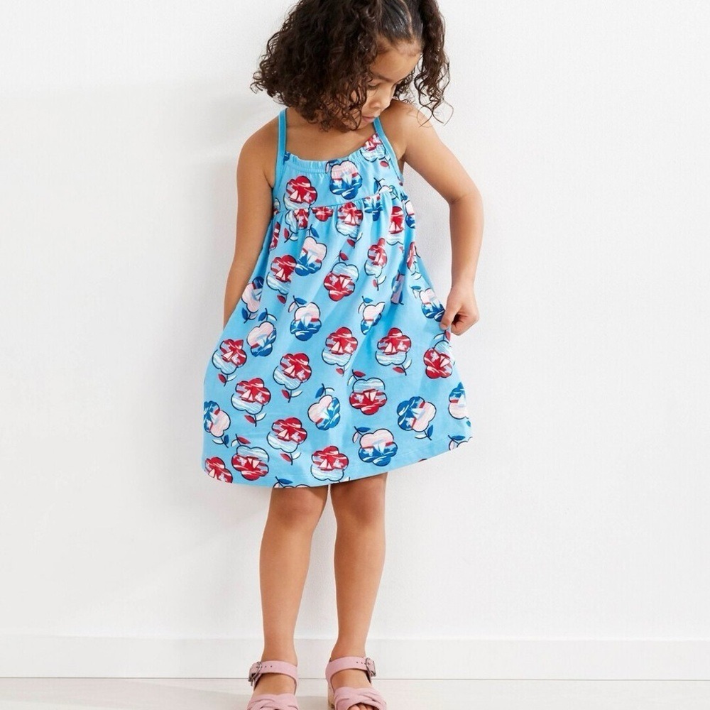 Hanna Andersson Nautical Sailboat Tank Dress Floral Knit Summer Girls 130 size 8